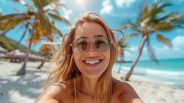 Portrait of woman during vacation visiting locations around the world