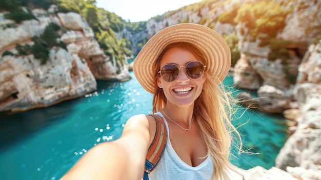 Portrait of woman during vacation visiting locations around the world