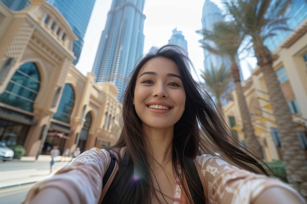 Портрет женщины, посещающей роскошный город Дубай