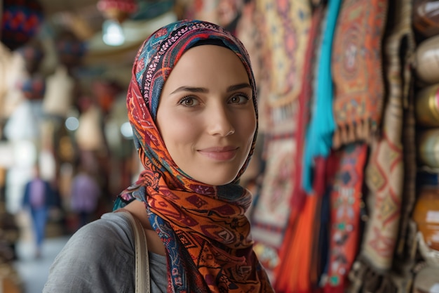 Portrait of woman visiting the luxurious city of dubai