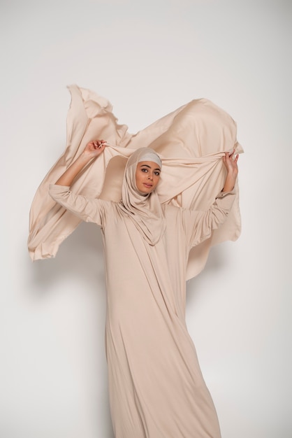 Free photo portrait of woman wearing hijab isolated