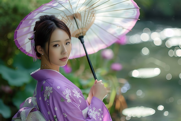 Portrait of woman wearing lavender colored fashion garments for color of the year