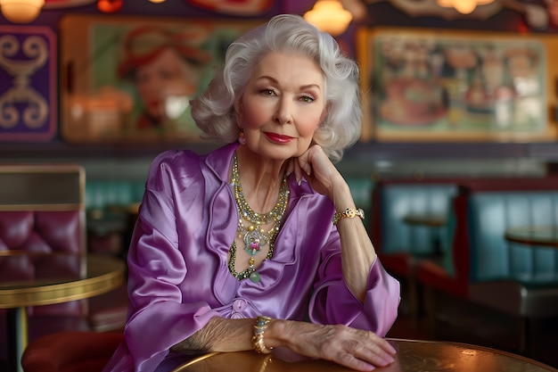 Foto gratuita ritratto di una donna che indossa abiti di moda color lavanda per il colore dell'anno