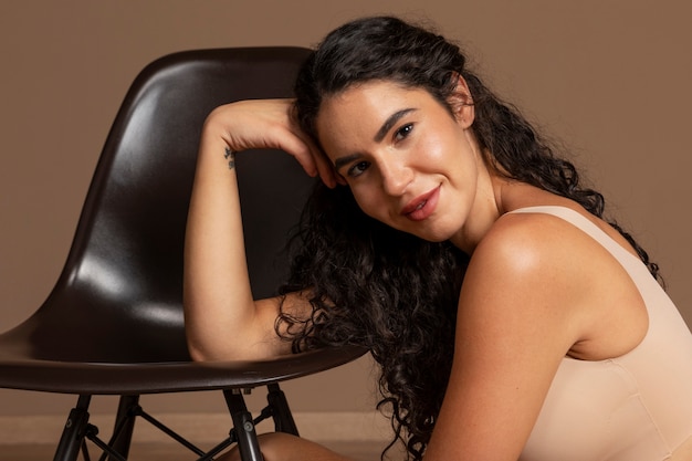 Portrait of woman wearing shapewear