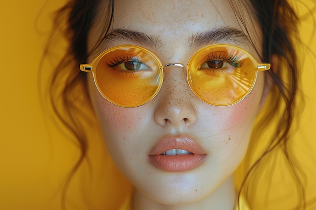 Foto gratuita ritratto di una donna vestita di giallo