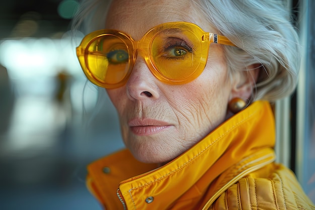 Foto gratuita ritratto di una donna vestita di giallo