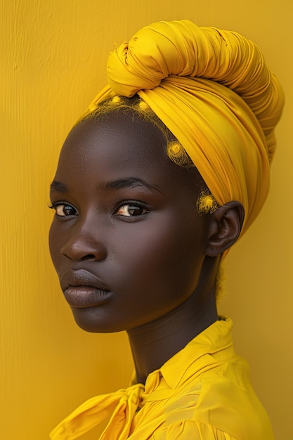 Foto gratuita ritratto di una donna vestita di giallo