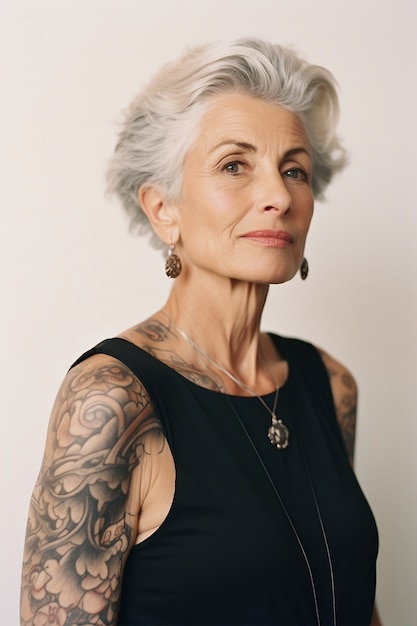 Портрет женщины с татуировками на теле