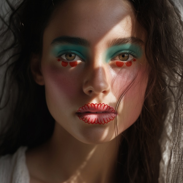 Portrait of woman with cheerful makeup