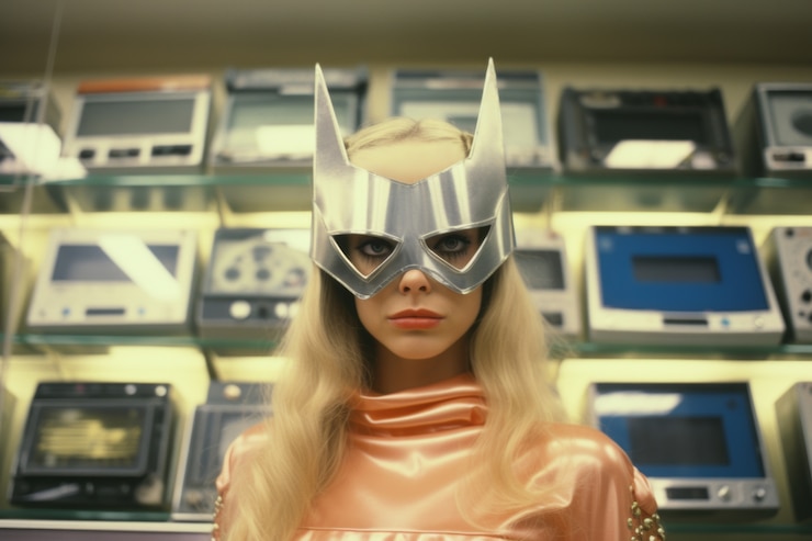 Free Photo portrait of woman with cool superhero suit
