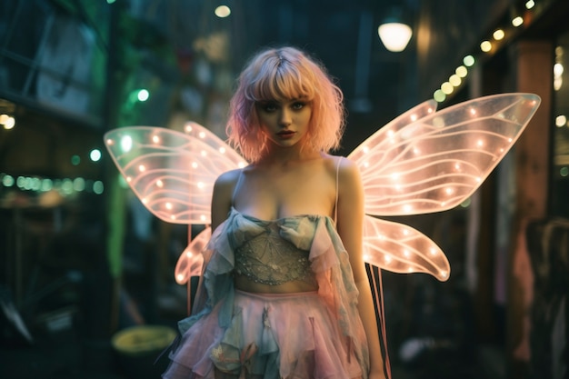 Free photo portrait of woman with fantasy fairycore aesthetic