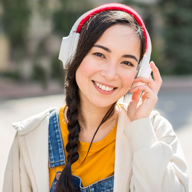 Portrait woman with headphones