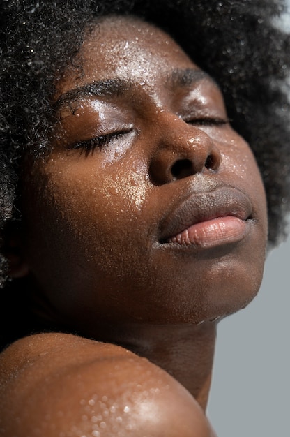 Portrait of woman with hydrated skin