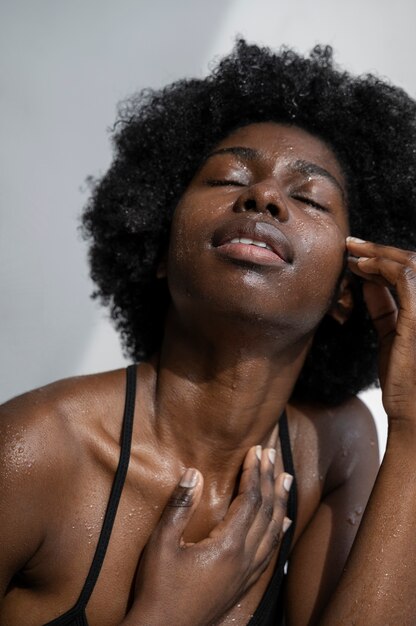 Portrait of woman with hydrated skin