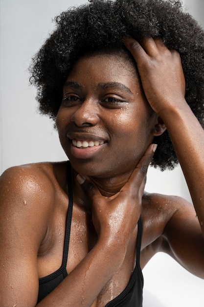 Portrait of woman with hydrated skin