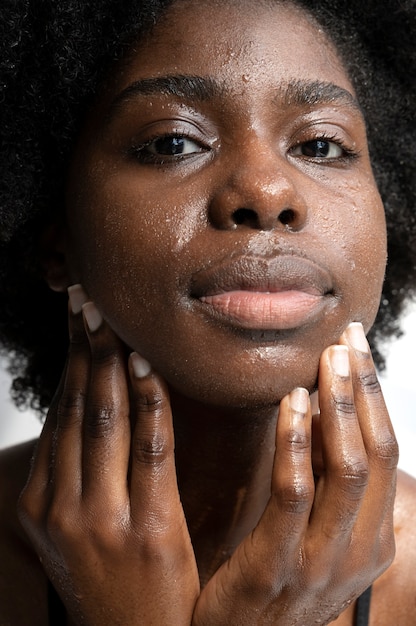 Portrait of woman with hydrated skin