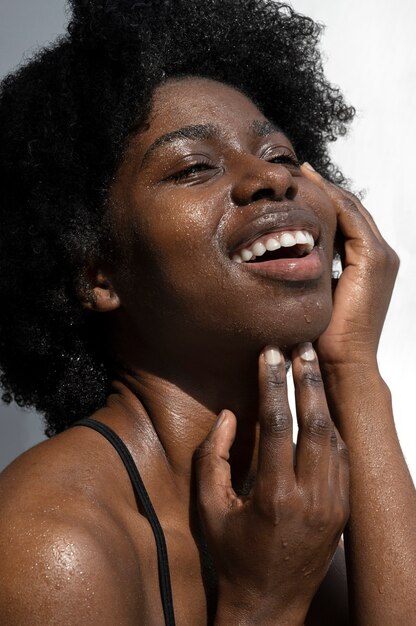 Portrait of woman with hydrated skin