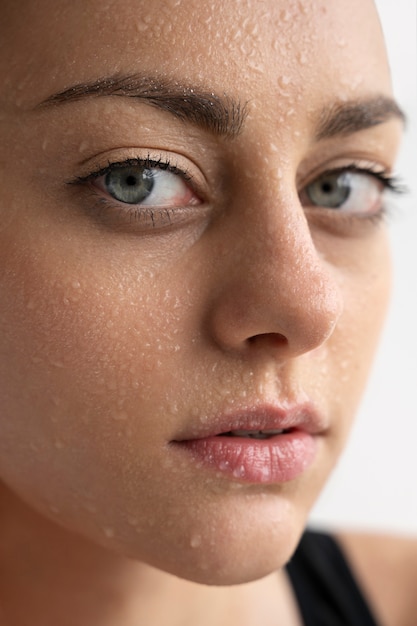 Portrait of woman with hydrated skin