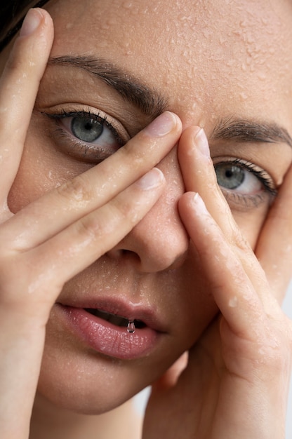 Portrait of woman with hydrated skin