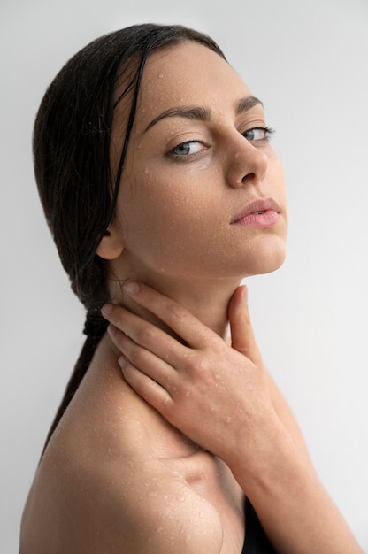 Portrait of woman with hydrated skin