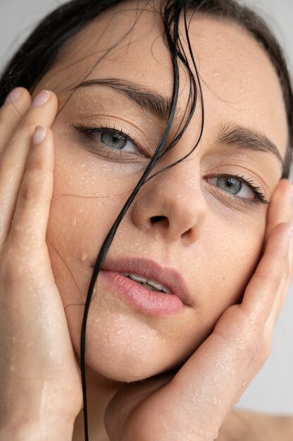 Portrait of woman with hydrated skin