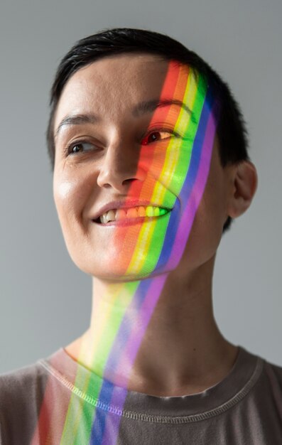 Portrait of woman with lgbt symbol