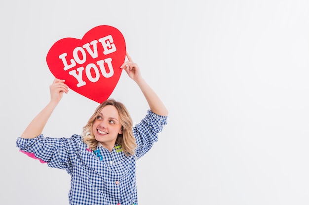 Free photo portrait of woman with love concept