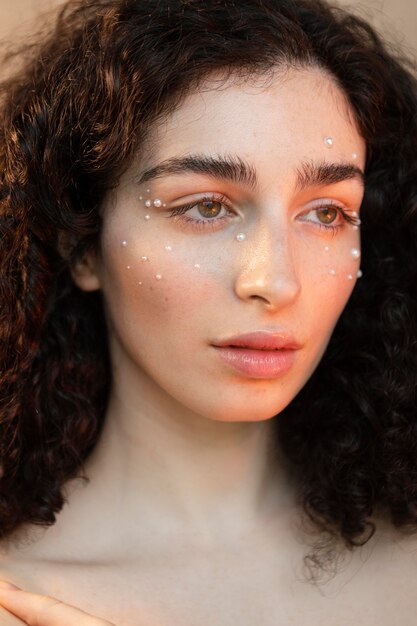 Portrait woman with pearls make up