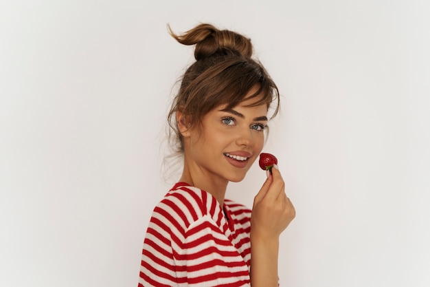 Portrait of woman with trendy hairstyle