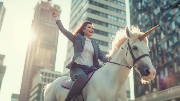 portrait of woman with unicorn