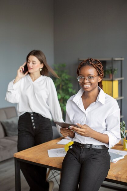 Portrait of woman working in a startup company