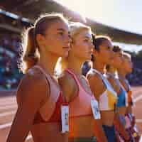 Foto gratuita ritratto di donne che competono ai giochi olimpici