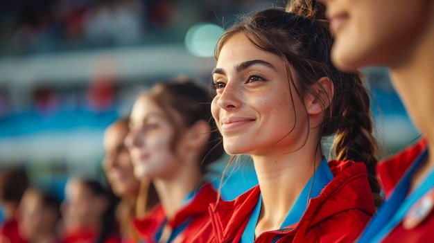 Foto gratuita portrait of women competing in the olympic games