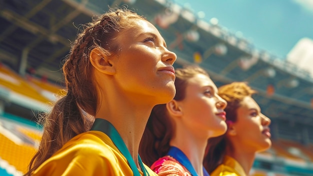 Free photo portrait of women competing in the olympic games