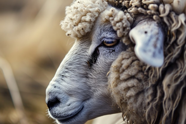 Free photo portrait of woolly sheep