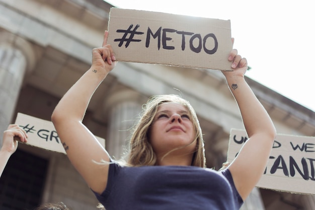 Portrait of young activist marching for equal rights