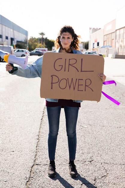 Portrait of young activist protesting