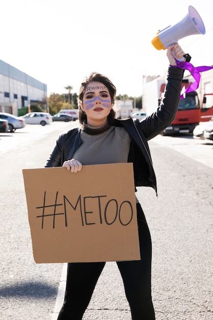 Portrait of young activist protesting