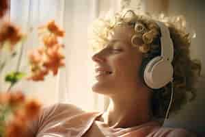 Free photo portrait of young adult listening to the radio transmission