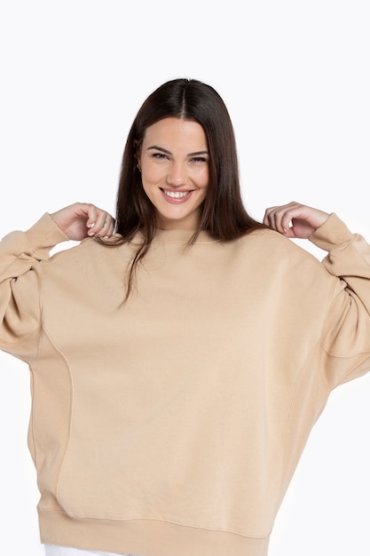 portrait of young adult wearing hoodie mockup