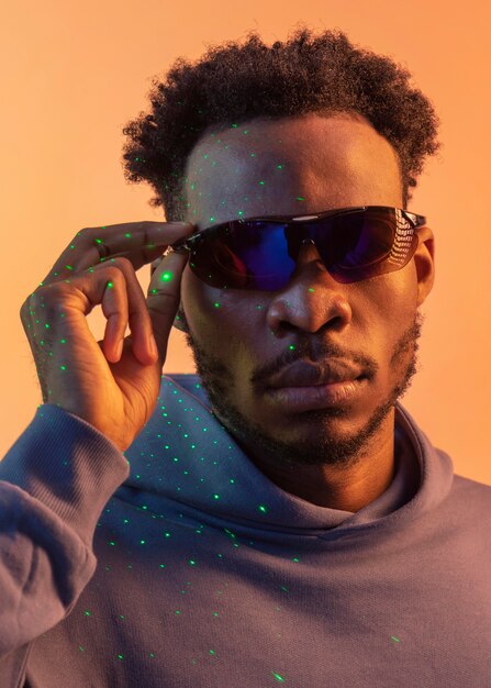 Portrait young african american man wearing sunglasses