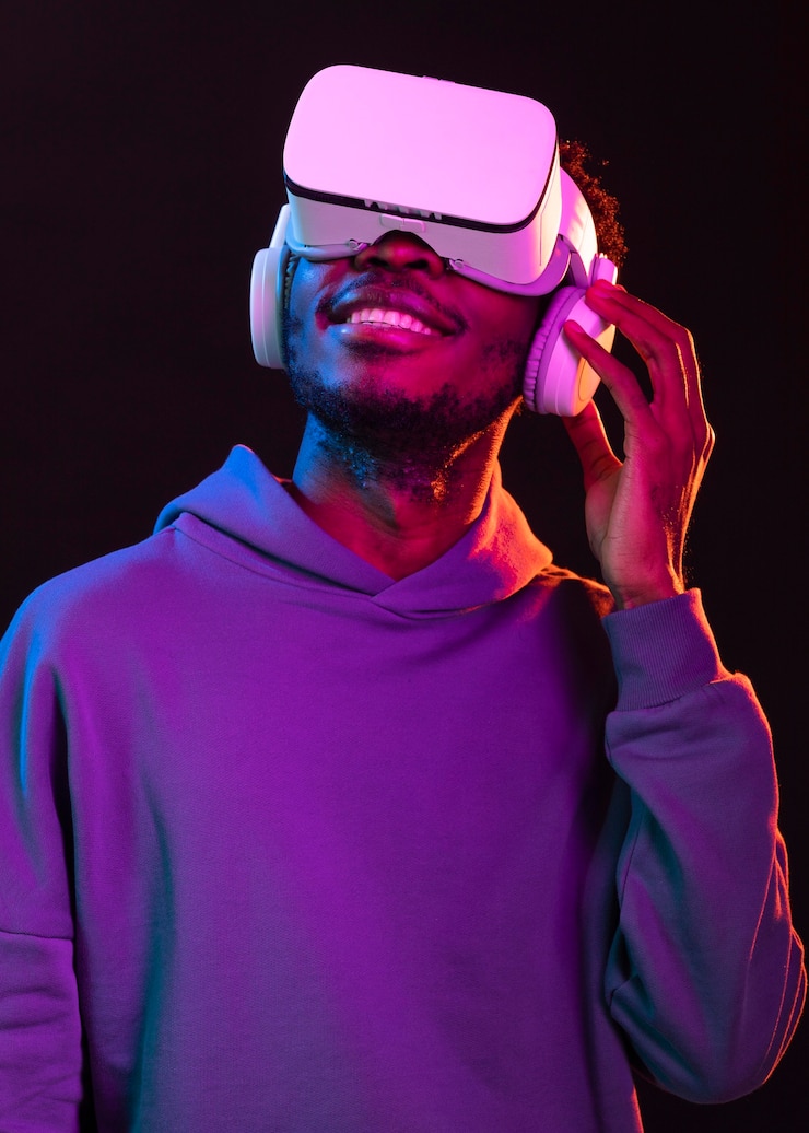 無料Photo vrメガネと肖像画の若いアフリカ系アメリカ人男性
