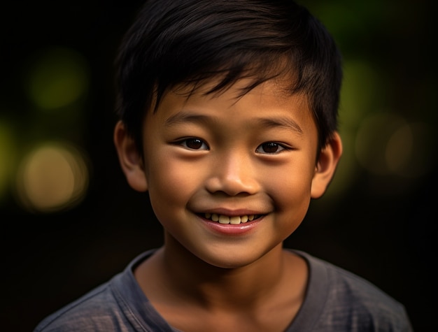 Foto gratuita ritratto di un giovane ragazzo asiatico sorridente