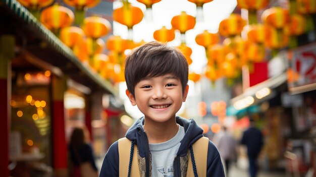 Portrait of young asian boy