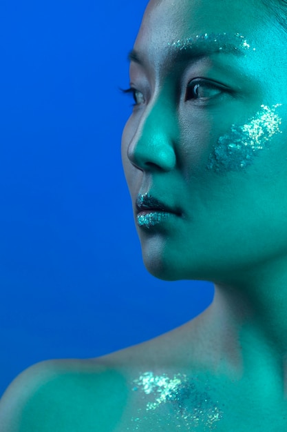 Portrait young asian woman with professional make up close up