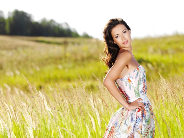 Portrait of an young beautiful sexy woman on the nature