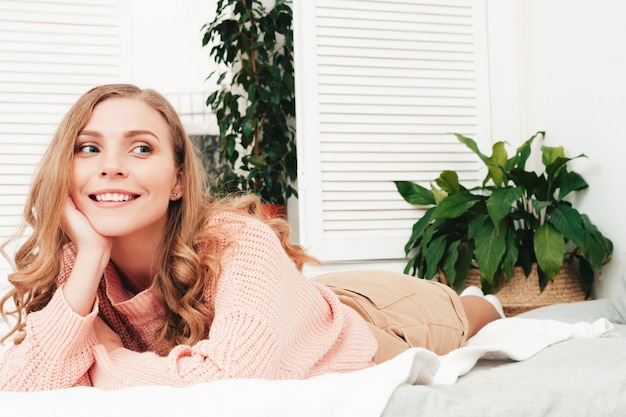 Portrait of young beautiful  woman in casual clothes