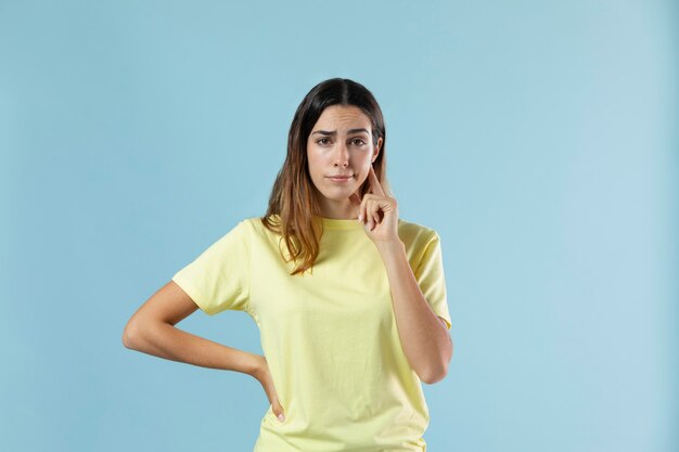 Portrait of young beautiful woman posing