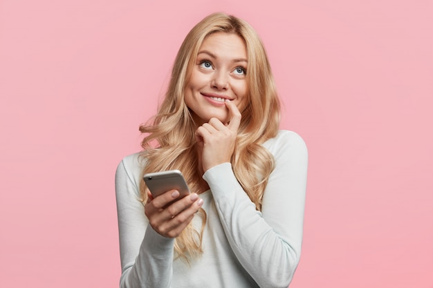 Portrait of young blonde woman posing