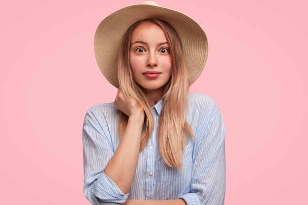 Portrait of young blonde woman